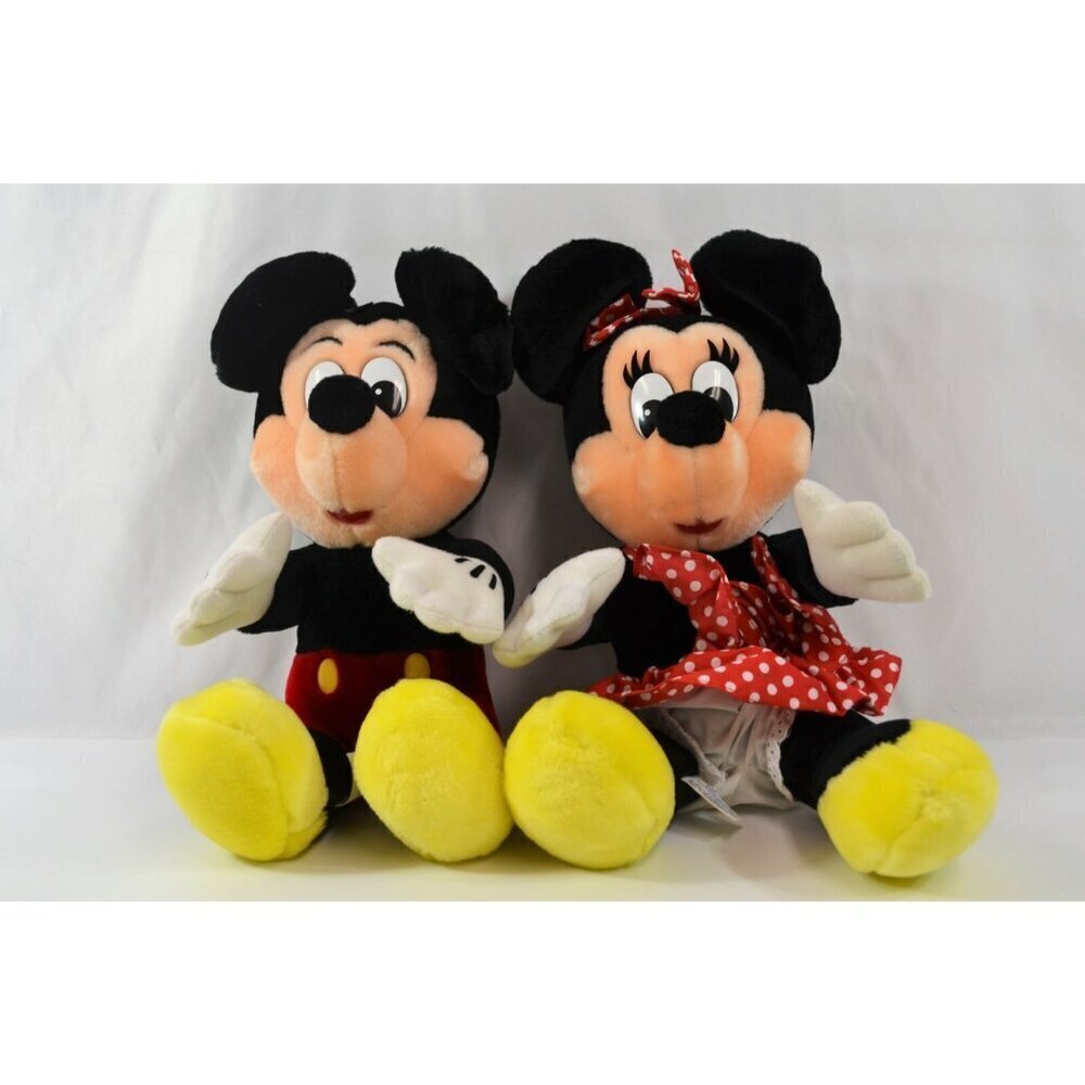 Disneyland Mickey Minnie Mouse Plush Dolls Toys 16" Disney Vtg Korea EX